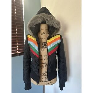 Jack by BB dakota  Rainbow vintage puffer jacket Size medium